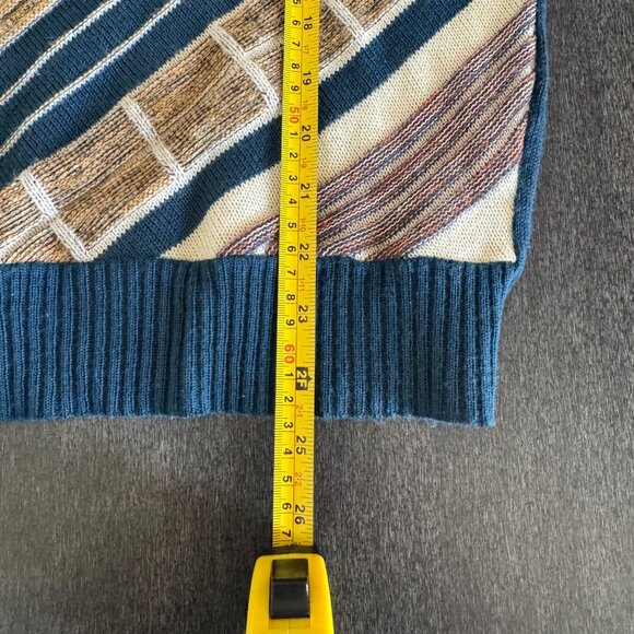 Vintage Dimension by Milford Mens Teal Brown Knit Sweater SS Polo Top USA Size M - Picture 7 of 8